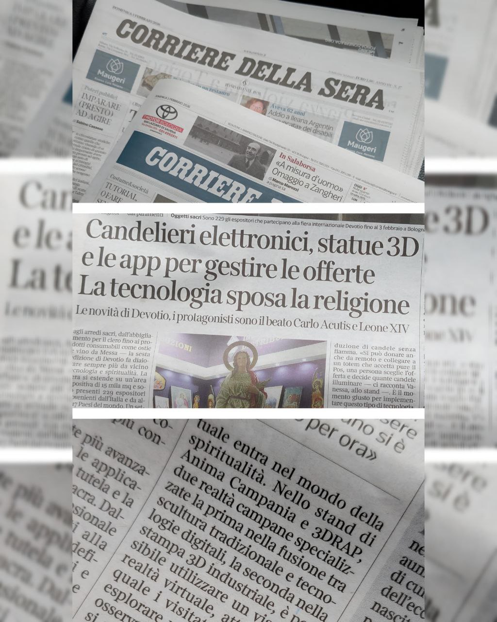 Siamo stati riportati sul "Corriere della Sera" durante la partecipazione a Devotio